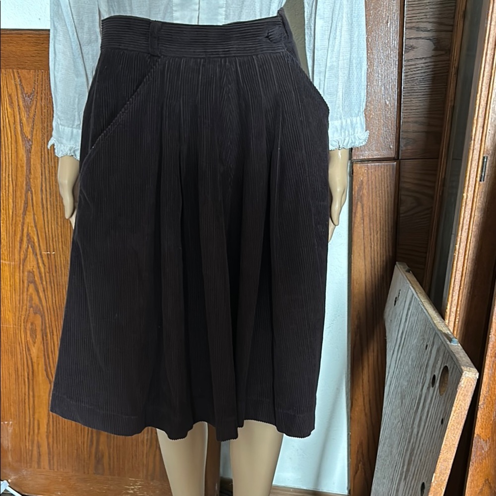 Voriagh Chestnut Brown Corduroy Skirt
